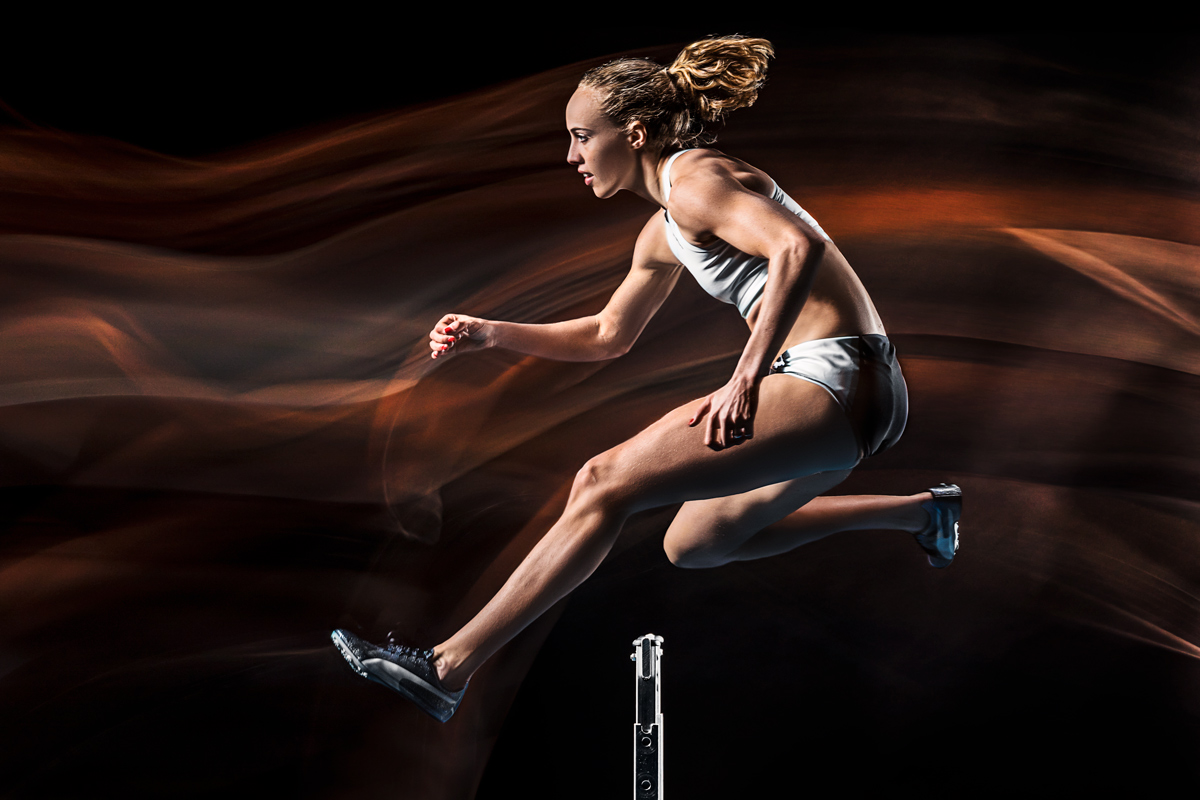 Huerdensprung, Werbefotografie, Werbephotographie, Leichtathletik, 400m Huerden, Startseite, Jackie Baumann